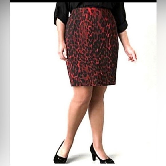 Lane bryant red leopard print Lined skirt - SIZE 14 - NWT - Picture 1 of 5